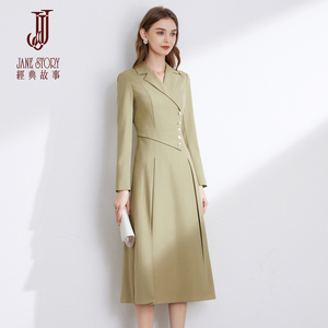 通勤西装领连衣裙2026春季新款设计感修身正式场合高级感西服裙