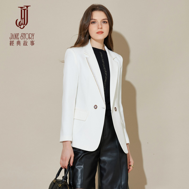 白色高级感西装外套女2026春秋新款正式场合高级感独特别致小西服