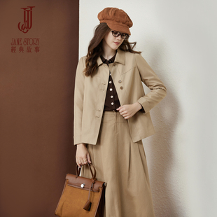 高级感卡其色风衣短款小个子2026新款春秋时尚小众简约夹克女上装