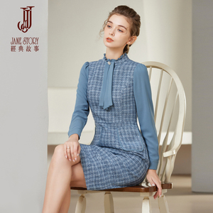 经典故事法式高级感连衣裙女2026春季气质小香风花边领修身长裙