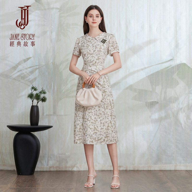 减龄法式碎花连衣裙女
