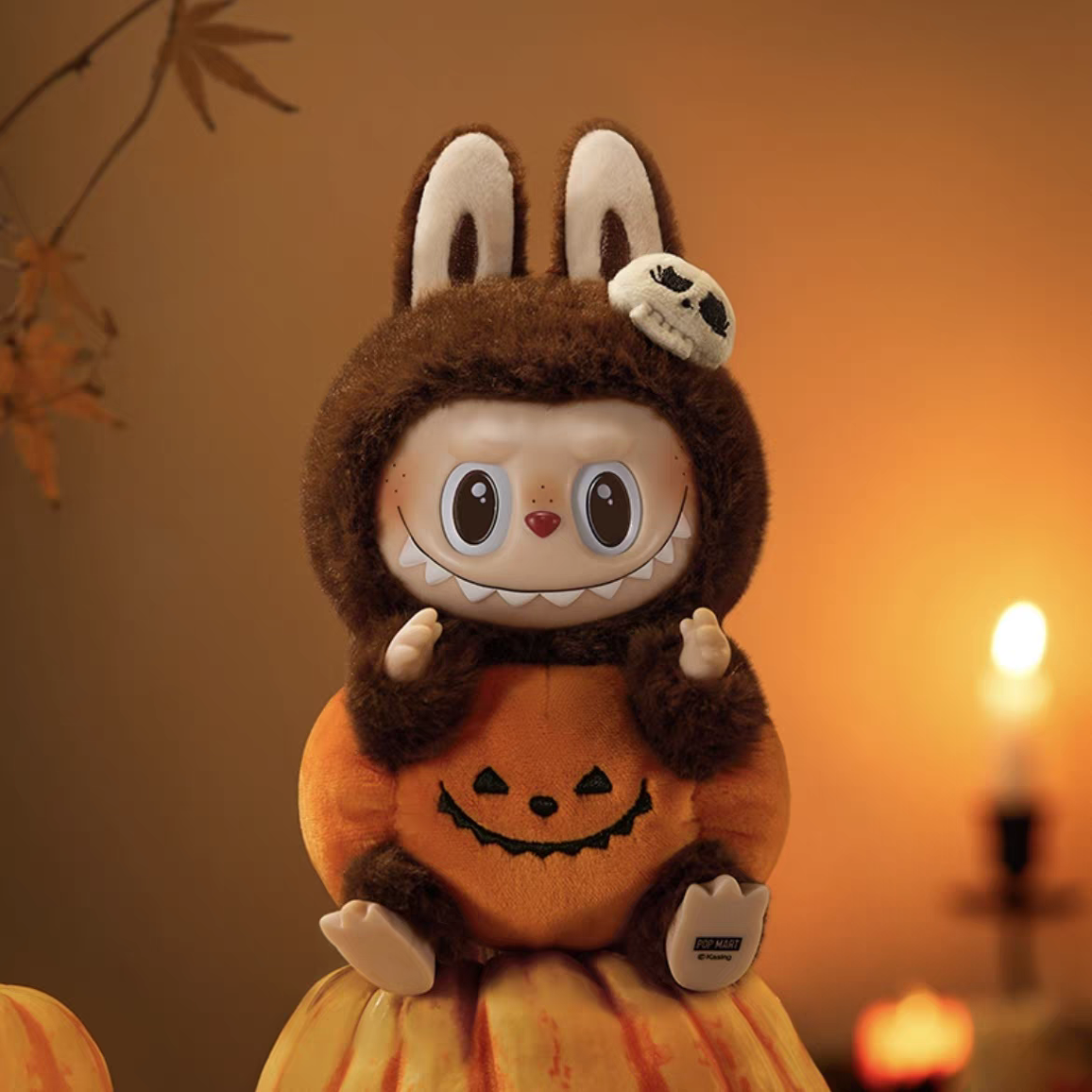 POPMART泡泡玛特 LABUBU 怪怪狂欢节-坐坐南瓜搪胶毛绒挂件女礼物