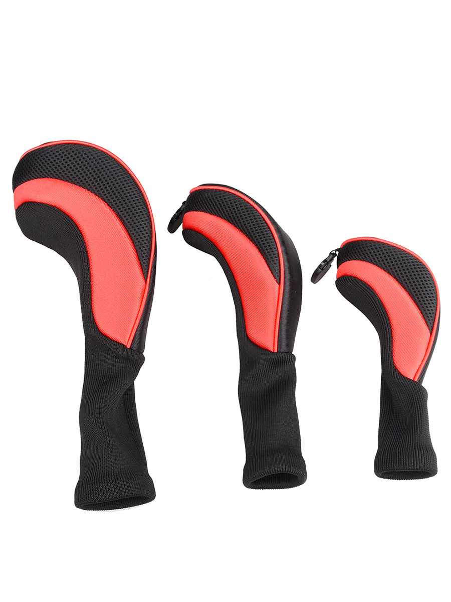 高尔夫球木杆杆套 3个装长颈高尔夫球杆头套保护套 发球木杆帽套