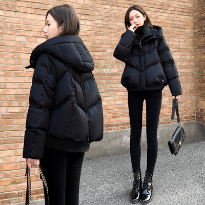 2025冬季新款女装白鸭绒短款羽绒服女假两件拼接宽松连帽加厚外套