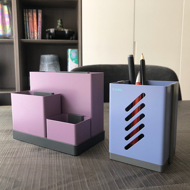 金属简约笔筒CARL防滑四方格文具