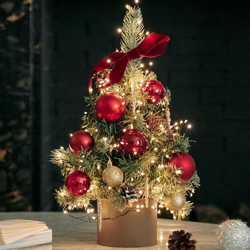 圣诞节装饰北欧ins风35cm小型圣诞树套餐桌摆diy居家客厅桌面摆件