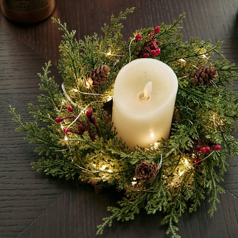 圣诞节装饰品北欧ins风圣诞花环门挂diy松柏花环挂饰居家客厅桌摆