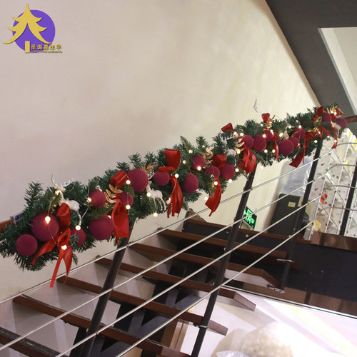 ins风红色圣诞藤条挂件