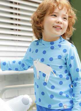 bayb韩国儿童波点泳衣防晒海边玩水可爱女童男童分体粉色蓝色防晒