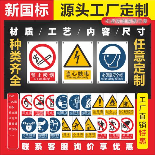 车间工地安全警示标牌铝板PVC牌