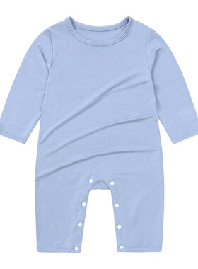 婴儿莫代尔连体衣套头款超薄男女宝宝纯色爬服新生儿长袖睡衣bb衫