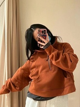 现货Lululemon Scuba Oversized 半拉链立领宽松套头运动连帽卫衣