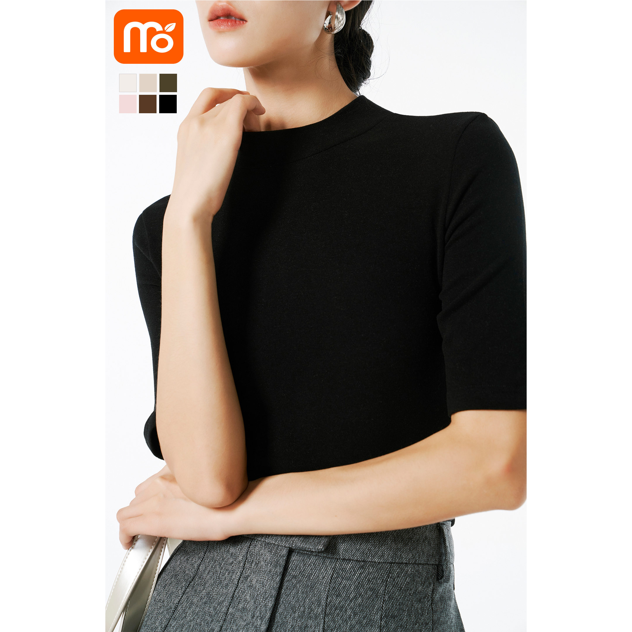 五分袖打底衫女2025新款正肩短袖