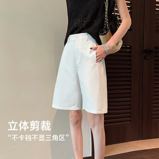 美式复古高腰中性工装五分短裤子女夏薄款2026新纯棉户外休闲阔腿