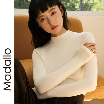 白色半高领打底衫长袖内搭可外穿