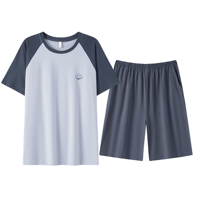 A类莫代尔睡衣男士夏季短袖冰丝