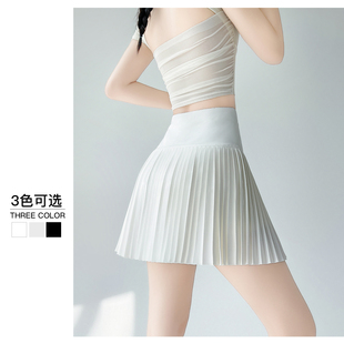 小个子运动a字高腰jk短裙 半身裙短款 白色百褶裙女2025新款 夏薄款