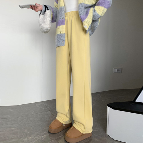 加绒两穿运动阔腿卫裤冬垂顺显瘦