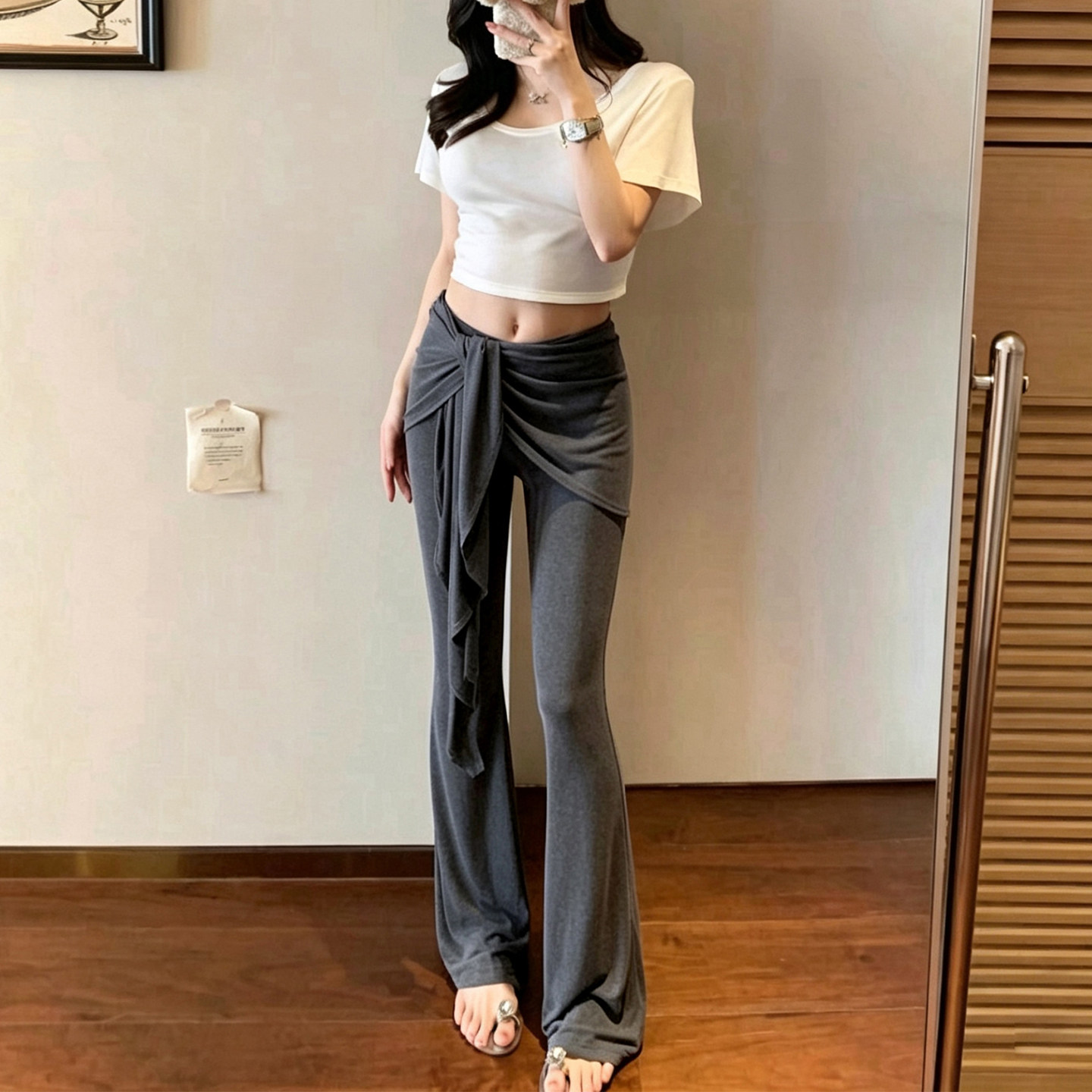 屁帘微喇裤子女夏薄款修身垂坠感高腰运动健身冰丝糯米瑜伽阔腿裤