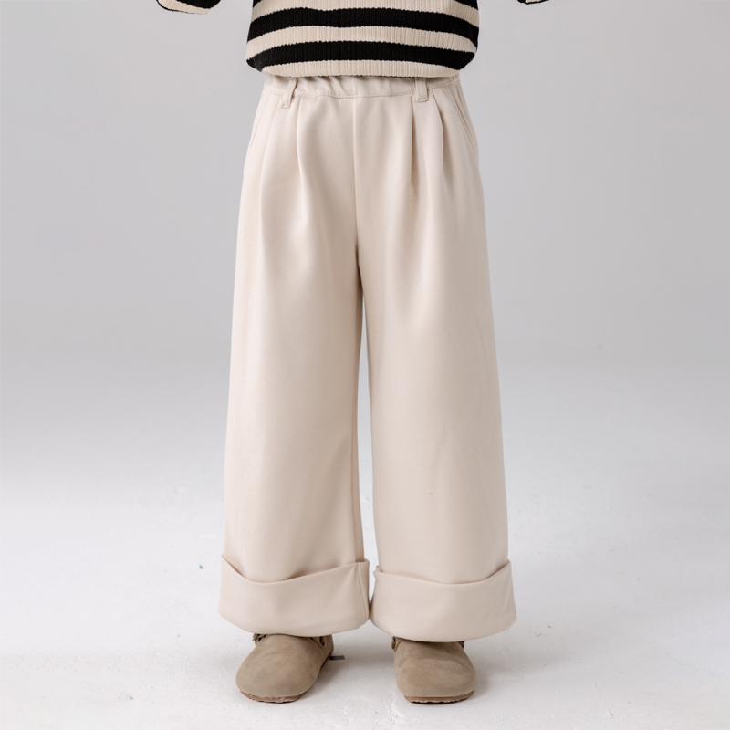 哈依鲁冬季女童一体绒棉布休闲裤