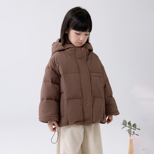 哈依鲁2026冬季新款女童羽绒服儿童90白鸭绒时尚洋气轻薄连帽外套