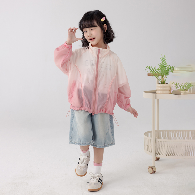 哈依鲁2025夏季新款女童防晒衣儿童中大童时尚防晒服薄款连帽外套