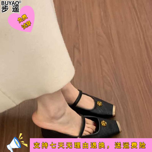 羊皮版方头玛丽珍鞋女鞋新款早春季鞋子女配裙子平底浅口单鞋