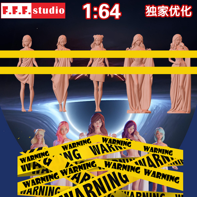 K1-5微缩模型:1/64比例 浴袍女团性感美女N版小黄人姐姐 树脂白模
