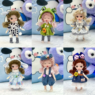 16-17厘米卷发wick眨眼眯眼8分洋娃娃女孩公主多关节可换装公仔