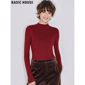 软糯打底衫 Basic 女士冬季 内搭修身 House 百家好红色半高领针织衫
