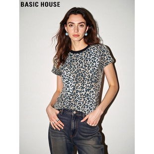 House 薄款 百家好穿出焦点豹纹短袖 新款 网纱 T恤女2026夏季 Basic