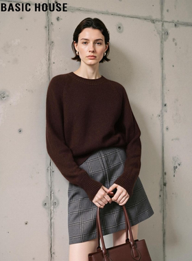 Basic House/百家好美拉德100%羊毛圆领毛衣女冬季加厚保暖针织衫