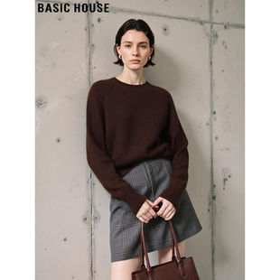 加厚保暖针织衫 百家好美拉德100%羊毛圆领毛衣女春季 House Basic