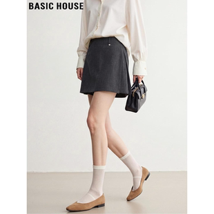 House 新款 百家好侧开叉西装 裙女2026春季 高腰A字短裙子 裤 Basic