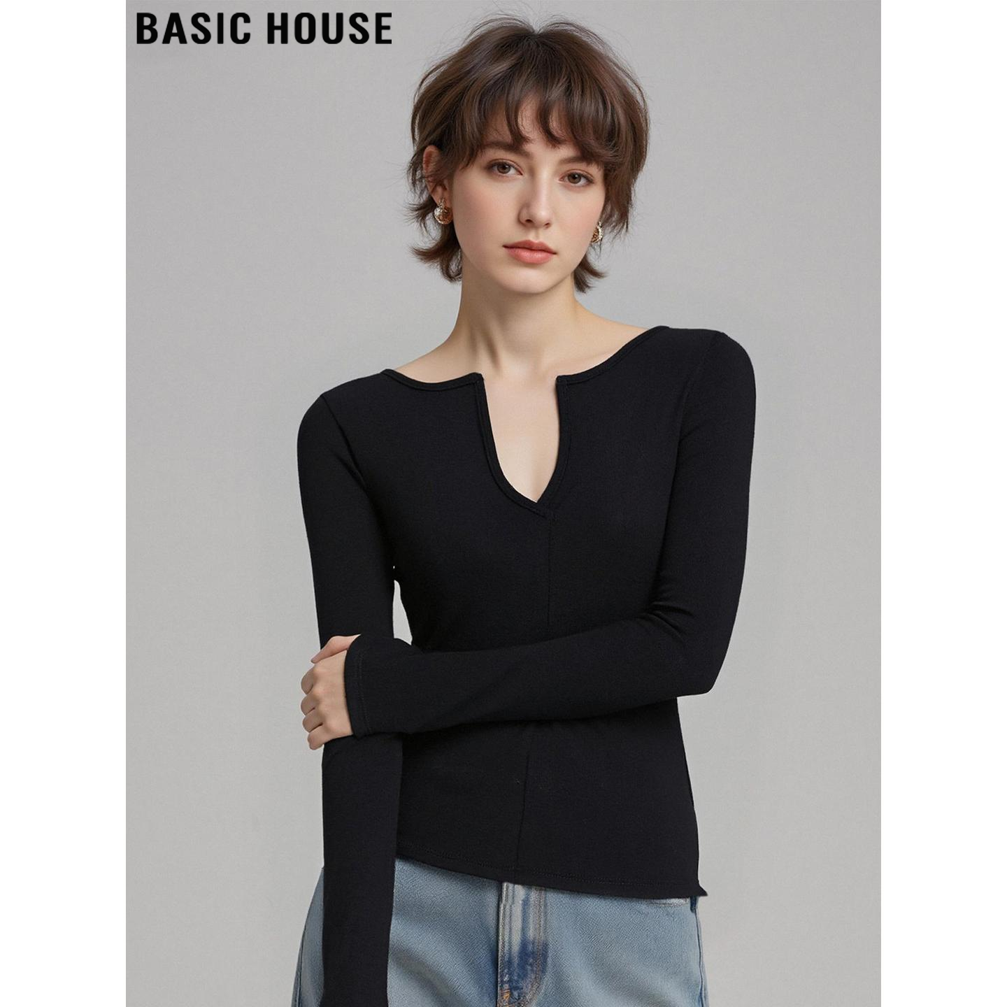 百家好性感纯欲V领打底衫女内搭