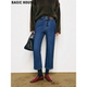 女春高腰显瘦直筒烟管裤 百家好复古蓝加厚九分牛仔裤 House Basic