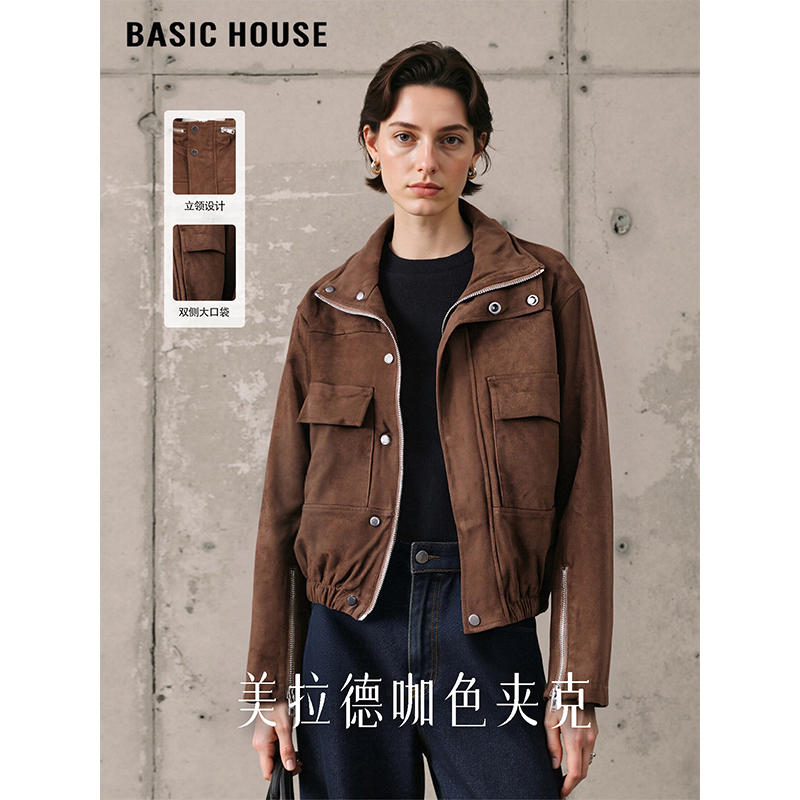 咖色立领工装外套美拉德短款夹克