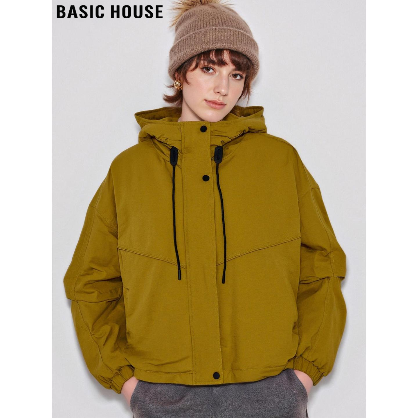 百家好高级感黄色连帽工装外套女