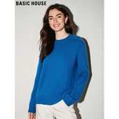 Basic 内搭显白针织衫 House 百家好100%羊毛加厚圆领毛衣女士冬季