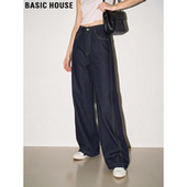 House 显腿长直筒裤 百家好蓝色天丝阔腿牛仔裤 新款 女士春季 Basic