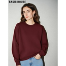 内搭加厚打底衫 百家好高级感酒红色圆领卫衣女士冬季 House Basic