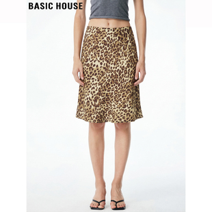 新款 Basic 豹纹缎面半身裙女2026春季 百家好美式 高腰短裙子 House