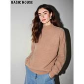 Basic 宽松加厚打底毛衣 女冬季 House 百家好驼色半高领羊毛针织衫