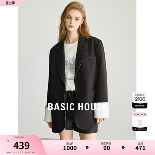 西服上衣 House 新款 外套女2024春季 百家好撞色高级感西装 Basic