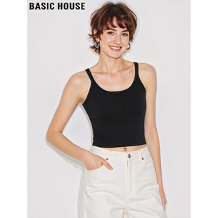 可外穿带胸垫短款 百家好黑色纯棉吊带背心女夏季 美背 House Basic