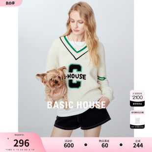 减龄毛衣 House 新款 女春季 百家好学院风V领针织羊毛衫 Basic