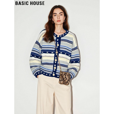 海洋星重工拼色毛衣外套女慵懒风