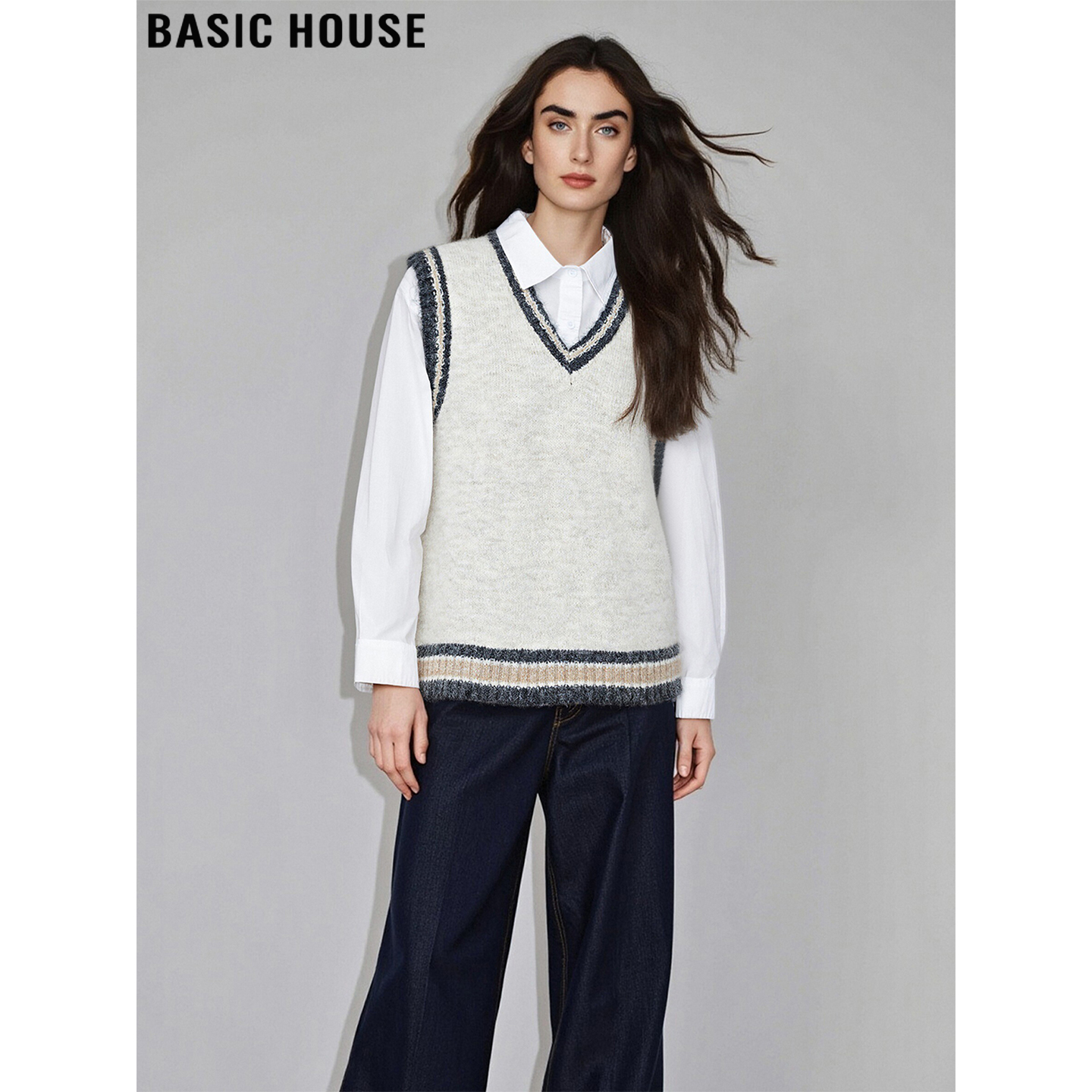 百家好复古针织马甲背心叠穿打底