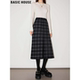 百家好文艺复古格子羊毛半身裙女冬季 Basic House 高腰A字中长裙