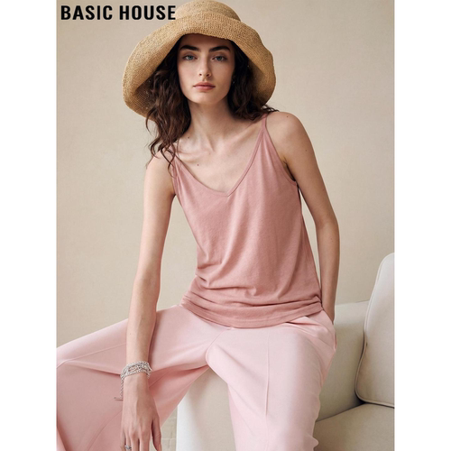 百家好黑色V领冰丝吊带背心薄款